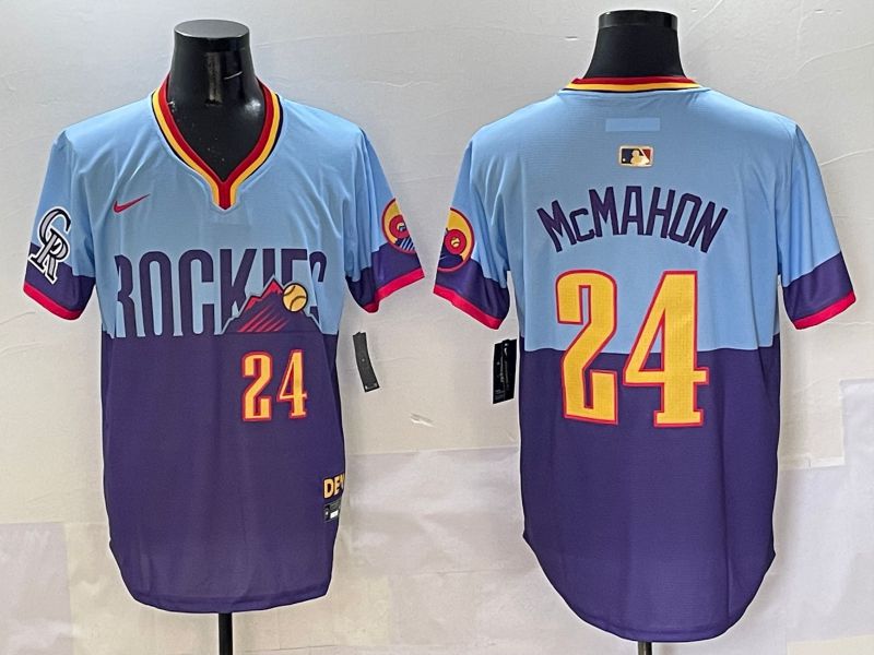 Men Colorado Rockies #24 Mcmahon Purple blue Joint Name 2025 Nike MLB Jersey style 3